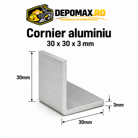 Cornier aluminiu 30 x 30 x 3 mm, 6 metri (EN AW-6060)